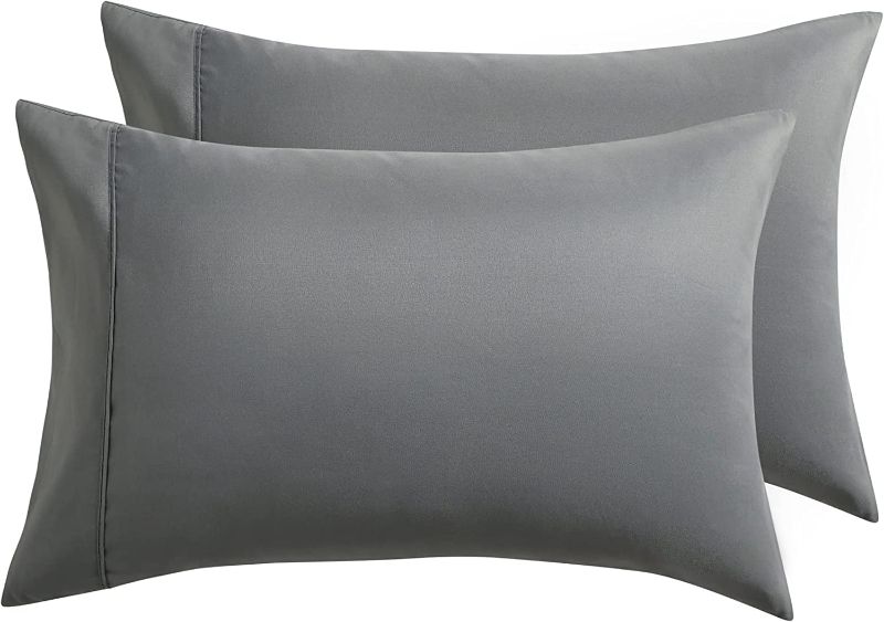 Photo 1 of Bedsure Queen Pillowcases Set of 2 - Dark Grey Pillow Cases Queen Size 2 Pack 20 x 30 inches, Brushed Microfiber, Pillow Case Covers with Envelop Closure Dark Grey Queen (20" x 30")