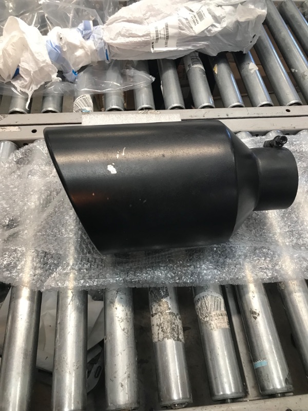 Photo 2 of AUTOSAVER88 4 Inch Inlet Black Exhaust Tip, 4" Inlet 8" Outlet 15" Overall Length Powder Coated Finish Stainless Steel Exhaust Tail Tip for 4" Outside Diameter Tailpipe, Rolled Angle Cut, Bolt-On