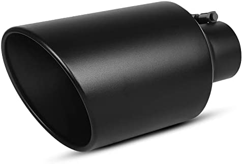 Photo 1 of AUTOSAVER88 4 Inch Inlet Black Exhaust Tip, 4" Inlet 8" Outlet 15" Overall Length Powder Coated Finish Stainless Steel Exhaust Tail Tip for 4" Outside Diameter Tailpipe, Rolled Angle Cut, Bolt-On