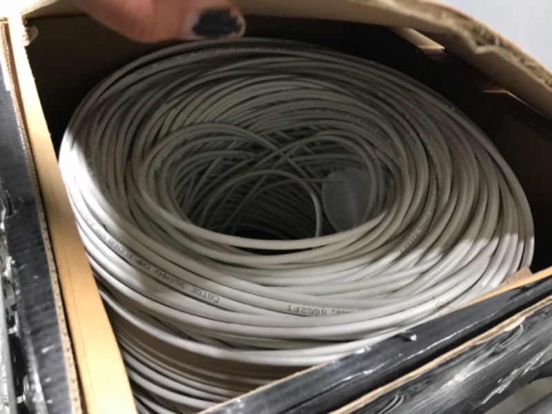 Photo 2 of CAT5e Plenum (CMP) Cable, 1000FT | 24AWG 4Pair, 350MHz Solid Network Cable Unshielded Twisted Pair (UTP), Available in Blue, White, Gray Color (White)