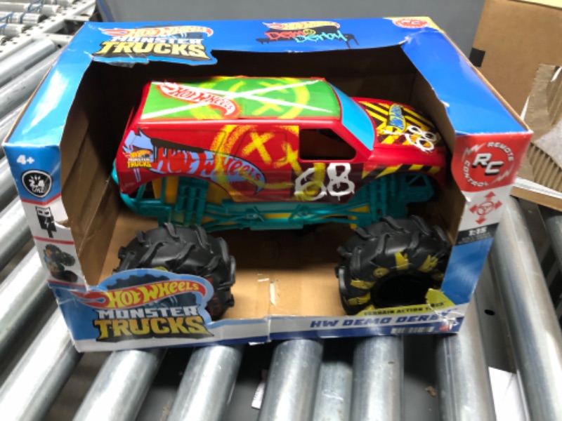 Photo 2 of ?Hot Wheels RC Monster Trucks 1:15 Scale HW Demo Derby, 1 Remote-Control Toy Truck with Terrain Action Tires, Toy for Kids 4 Years Old & Older HW DEMO DERBY RC