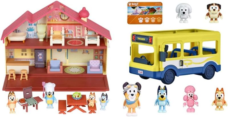 Photo 1 of Bluey Mega Bundle Home, BBQ Playset, and 4 Figures | Amazon Exclusive & Bus + Mates, 2.5-3 inch Figures | Amazon Exclusive
