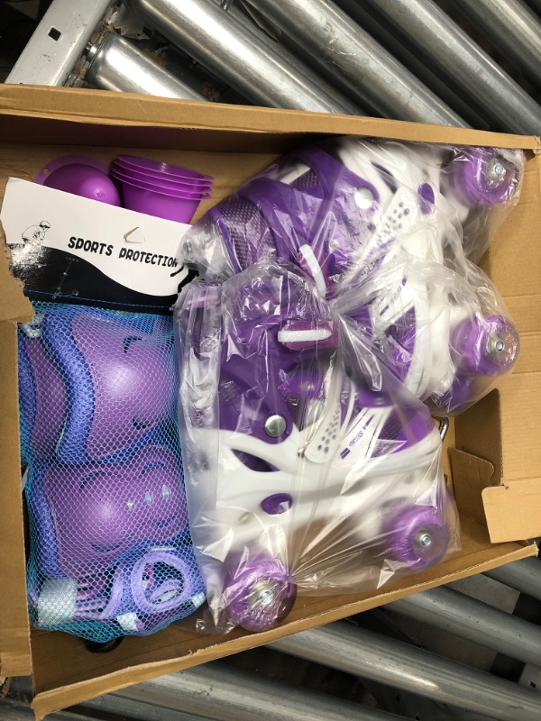 Photo 2 of ** PURPLE** Kids Roller Skates, 4 Sizes Adjustable Roller Skates for Girls Boys Beginners with Light up Wheels, High Standard Comfortable & Breathable Sports Indoor Outdoor Roller Skate Shoes
