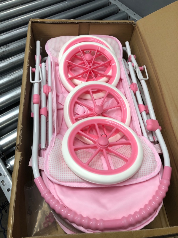 Photo 2 of Badger Basket 3-in-1 Doll Pram, Carrier, and Stroller (fits 18 inch Dolls), Pink Gingham