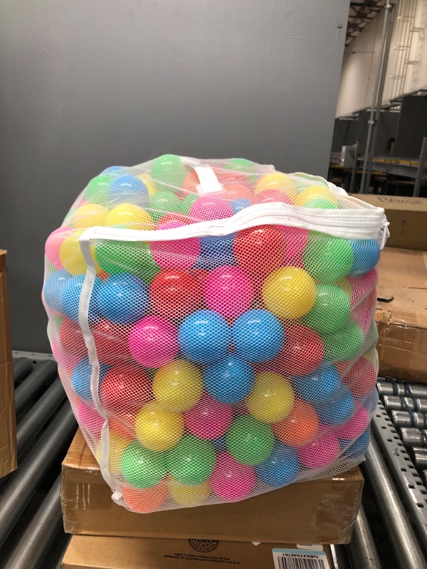 Photo 2 of Amazon Basics BPA Free Crush-Proof Plastic Ball Pit Balls with Storage Bag, Toddlers Kids 12+ Months, 6 Bright Colors - Pack of 400 6 Bright Colors 400 Balls