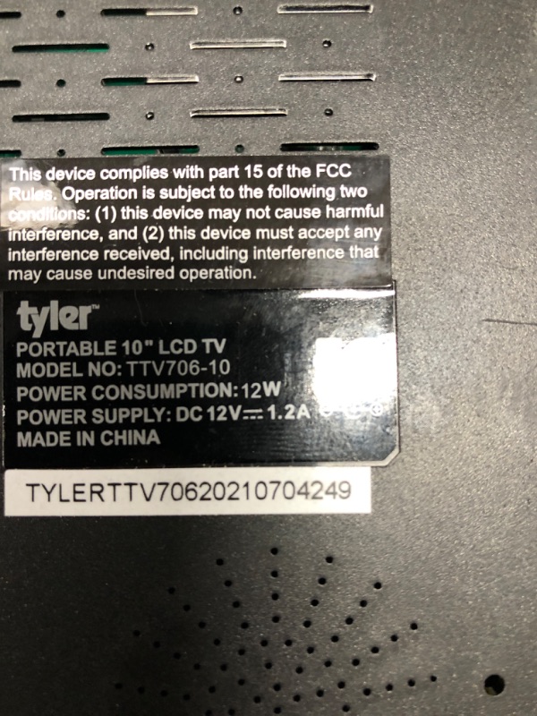 Photo 8 of Tyler TTV706 10” Portable Widescreen 1080P LCD TV with Detachable Antennas, HDMI, USB, RCA, FM Radio, Built in Digital Tuner, AV Inputs, AC/DC, (3) Antennas, and Remote Control