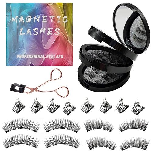 Photo 1 of Gemonad Magnetic Eyelashes without Eyeliner, Magnetic Eyelash No Glue with Lashes Clip, Reusable False Magnetic lashes Soft 3D Natural Looking Easy to Wear (4-Pairs/16 Pieces)