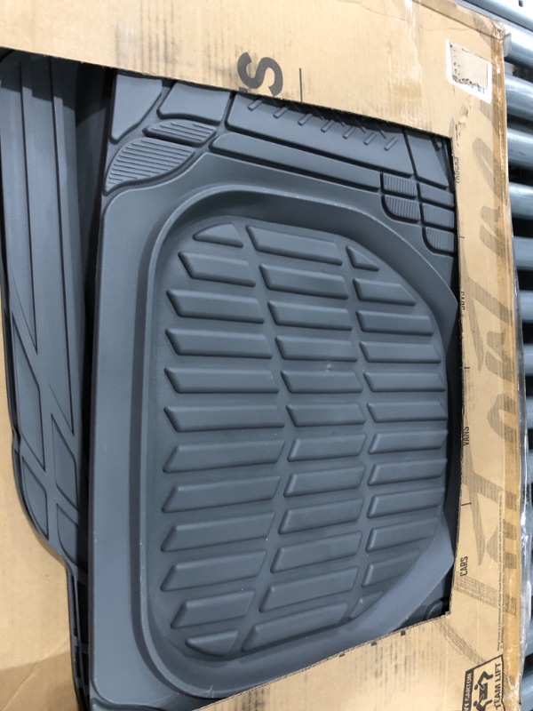 Photo 2 of Motor Trend 923-GR Gray FlexTough Contour Liners-Deep Dish Heavy Duty Rubber Floor Mats & Van-All Weather Protection Trim & Premium FlexTough All-Protection Cargo Liner Trunk Mat, Gray, 54" x 37"