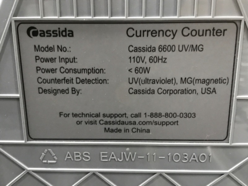 Photo 2 of Cassida 6600 Business Grade Money Counting Machine with Ultraviolet (UV) Counterfeit Detection, LCD Display, Multi-Color (6600 Counterfeit Detection) & Electronic Coin Sorter/Counter