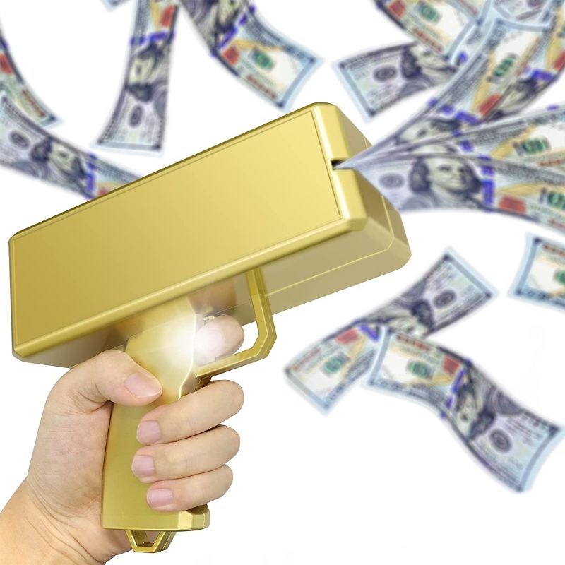 Photo 1 of Alagoo Super Money Guns Paper Playing Spary Money Gun Make it Rain Toy Gun, Handheld Cash Gun Fake Bill Dispenser Money Shooter Toy(Metallic Gold)

