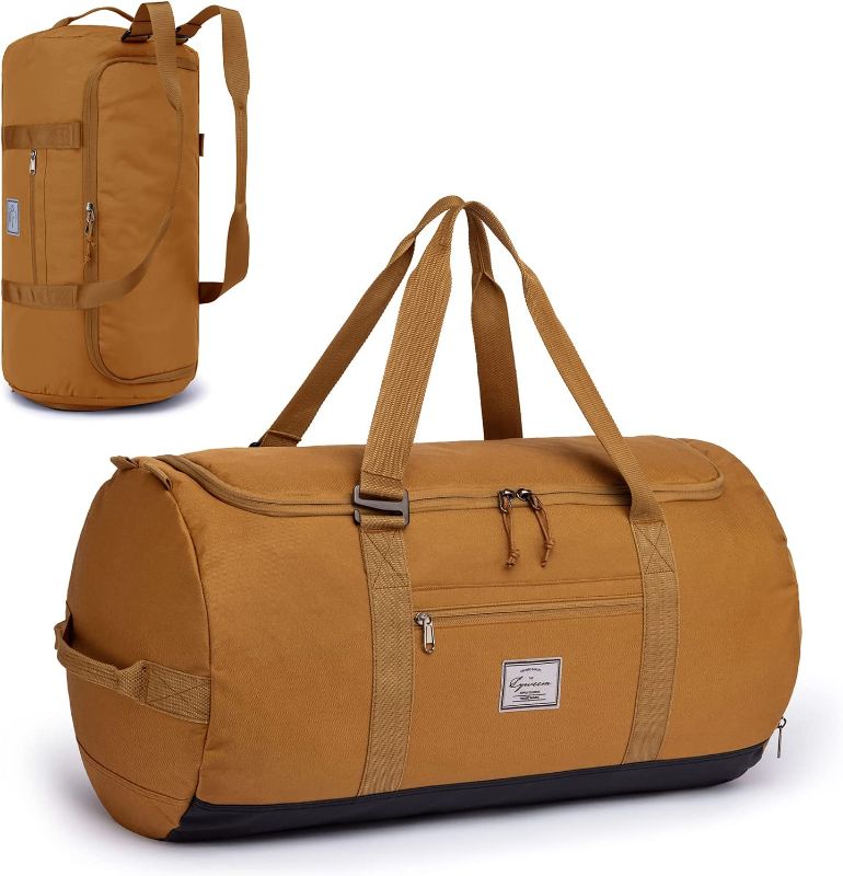 Photo 1 of Lyweem Travel Duffel Bag for Men Duffle Bag Large Size for Women Weekender Overnight with Shoes Compartment Multifunctional Gym Bags 60L, Khaki
