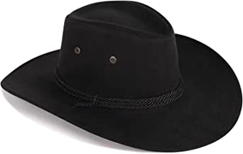 Photo 1 of KONWLONG Western Cowboy Hats for Women Men Faux Felt Wide Brim Outdoor Sunshade Hat with String
