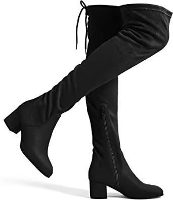 Photo 1 of DREAM PAIRS Women's Over The Knee Thigh High Chunky Heel Boots Long Stretch Sexy Fall Boots size:8
