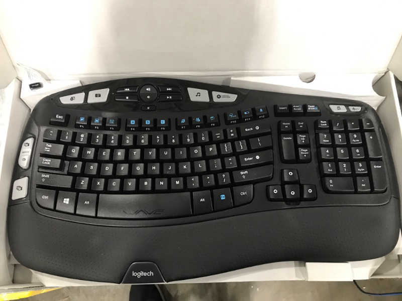 Photo 2 of Logitech K350 Wave Ergonomic Keyboard with Unifying Wireless Technology - Black