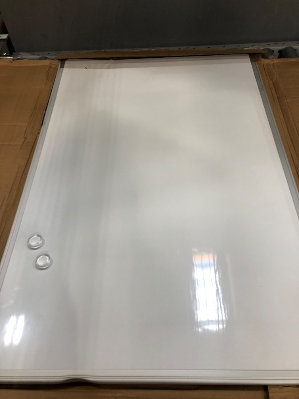 Photo 6 of Amazon Basics Magnetic Dry Erase White Board, 36 x 24-Inch Whiteboard - Silver Aluminum Frame 24" x 36" Magnetic, Aluminum Frame