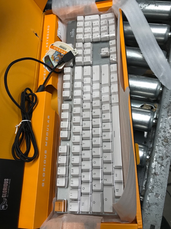 Photo 1 of Glorious Custom Gaming Keyboard - GMMK 60% Percent Compact - USB C Wired Mechanical Keyboard - RGB Hot Swappable Switches & Keycaps - Silver/White Metal Top Plate
