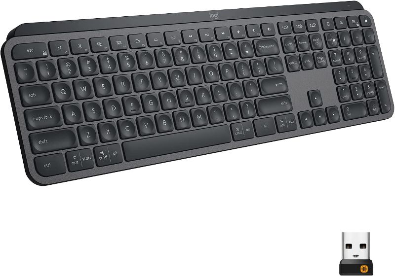 Photo 1 of Logitech MX Keys Advanced Wireless Illuminated Keyboard, Tactile Responsive Typing, Backlighting, Bluetooth, USB-C, Apple macOS, Microsoft Windows, Linux,...
