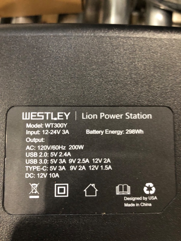 Photo 7 of WESTLEY Portable Power Station 298Wh/92800mAh, Solar Outdoor Generator with AC(110V, 200W)/ DC/ USB/ Type-C/ SOS Light, Backup Battery for Camping, Traveling, Hunting | WT300Y
