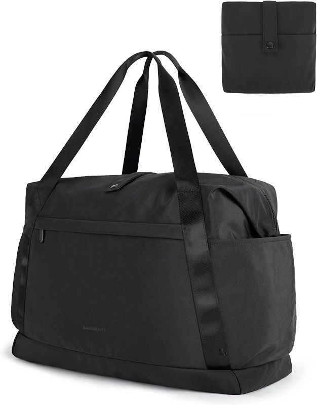 Photo 1 of Foldable Duffle bag for Spirit Airlines, BAGSMART Tote Travel Gym Bag for women, Carry On Weekender Overnight Bag for Travel Essentials, Black