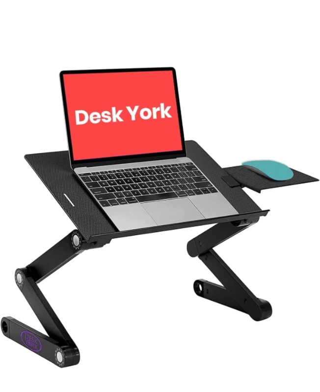 Photo 1 of Desk York Portable Laptop Table for Couch, Computer Lap Desk, Laptop Holder for Bed and Sofa, Adjustable Laptop Desk w/ Cooling Fan, Gift for Wife, Husband, College Students