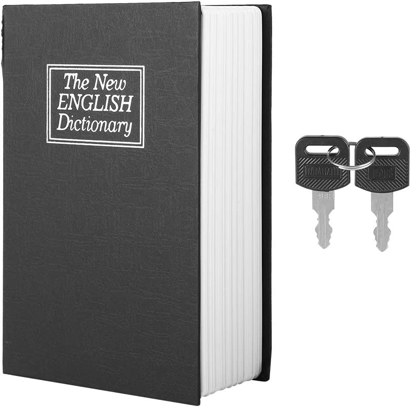 Photo 1 of Book Safe With Key Lock, Black English Dictionary Safe Box Dictionary Diversion Book Safe Portable Metal Safe Box Secret Book Hidden Safe Jewelry Collection Storage Case With 2 Keys