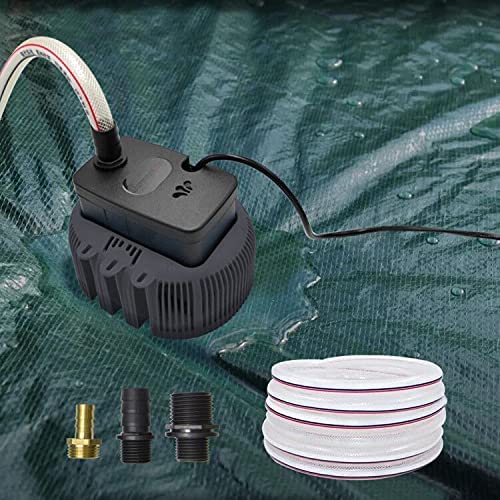 Photo 1 of SurmountWay Pool Cover Pump Above Ground?850 GPH, 3 Adapters Swimming Pool Cover Pump with 16 Foot Heavy-Duty Kink Proof Hose (Black)