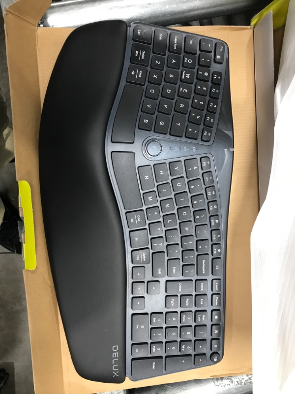 Photo 2 of Wireless Ergonomic Keyboard with Cushioned Palm Rest Against Carpal Tunnel, DELUX [Standard Ergo] Keyboard Series, Ergo Split, Multi-Device Connection, Compatible with Windows, Mac OS (GM901D-Black)
