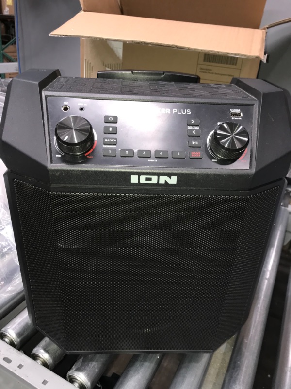 Photo 4 of ION Audio Block Rocker Plus - Portable Bluetooth Speaker 100W W/Battery, Karaoke Microphone, AM FM Radio, Wheels & Telescopic Handle and USB Charging, Black