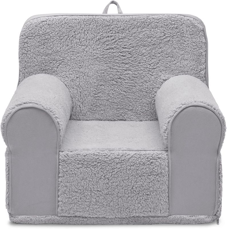 Photo 1 of Delta Children Deluxe Cozee Sherpa Chair for Kids, Grey Sherpa/Suede
