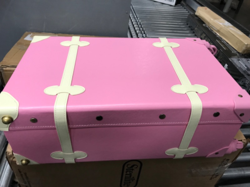 Photo 4 of 7998 Women Luxury Vintage Spinner Luggage 26" TSA-Approved Cute Pink Suitcase Embossed Pink 26"