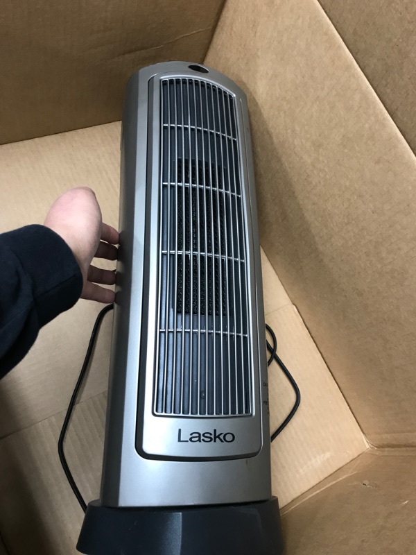 Photo 2 of *TESTED NO POWER ON* Lasko Oscillating Digital Ceramic Tower Heater for Home with Adjustable Thermostat, Timer and Remote Control, 23 Inches, 1500W, Silver, 755320