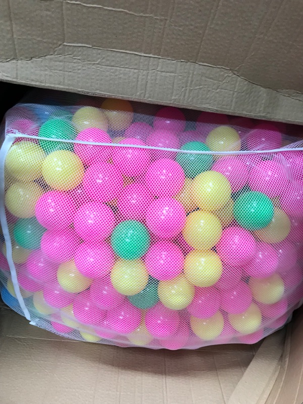 Photo 2 of Amazon Basics BPA Free Crush-Proof Plastic Ball Pit Balls with Storage Bag, Toddlers Kids 12+ Months, 6 Bright Colors - Pack of 1000 6 Bright Colors 1,000 Balls