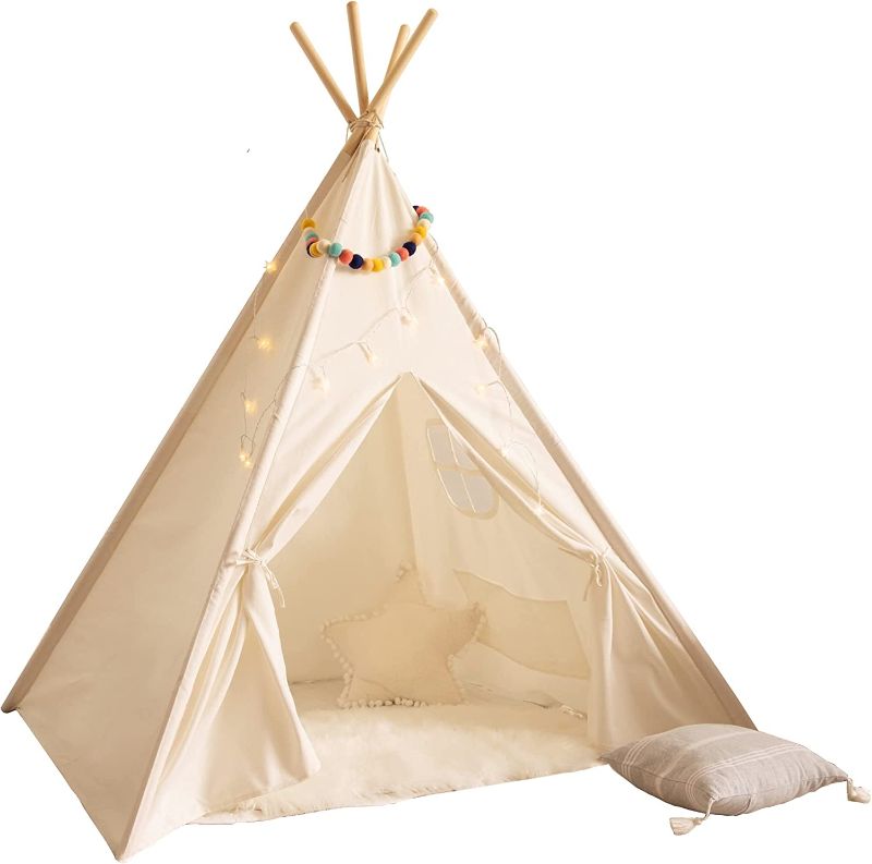 Photo 1 of Kids Teepee Tent for Kids - with Light String | Teepee Tent for Kids | Kids Play Tent | Kids Teepee Play Tent | Toddler Teepee Tent for Girls & Boys
