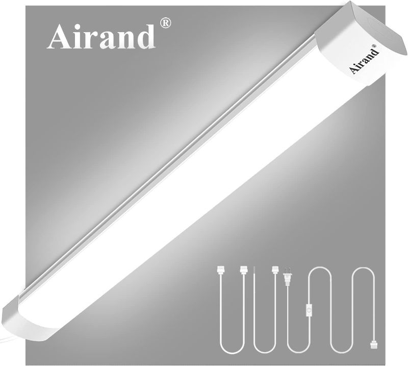 Photo 1 of Airand LED Shop Lights for Garage 4 Foot with Plug, Waterproof Linkable LED Tube Light 5000K Under Cabinet Lighting,3600 LM LED Ceiling and Closet Light 36W, Corded Electric with ON/Off Switch
