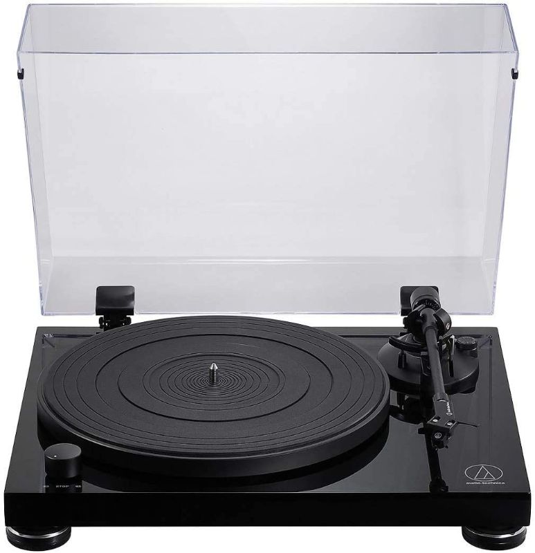 Photo 1 of Audio-Technica AT-LPW50PB Fully Manual Belt-Drive Turntable & AT618a Disc Stabilizer, Black AT-LPW50PB Turntable + Disc Stabilizer, Black