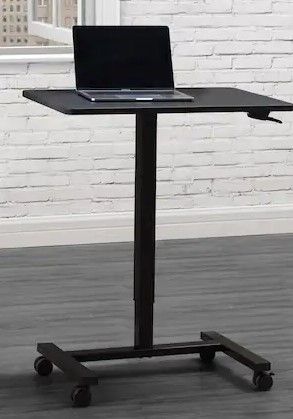 Photo 1 of Mobile 27.1 in. W Rectangular Black MDF Sit-Stand Adjustable Height Desk
