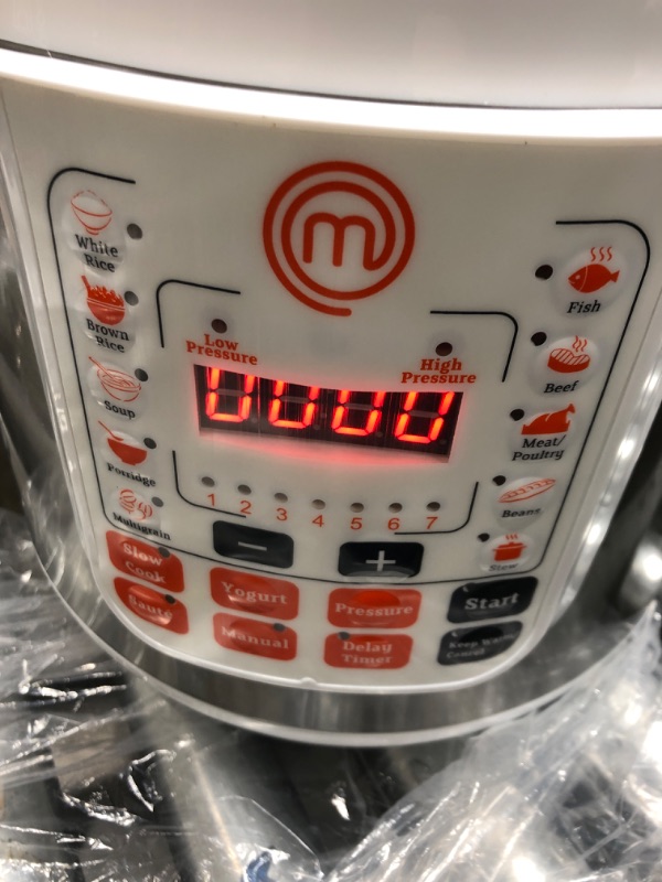 Photo 4 of *** POWERS ON *** MasterChef 13-in-1 Pressure Cooker- 6 QT Electric Digital Instant MultiPot w 13 Programmable Functions- High and Low Pressure Slow Non-Stick Pot Cooking Warmer Options, LED Display, Delay Timer, Rice