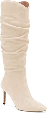 Photo 1 of Coutgo Womens Knee High Boots Faux Suede Almond Toe Stiletto High Heel Slouchy Side Zipper Booties
SIZE- 8 1/2