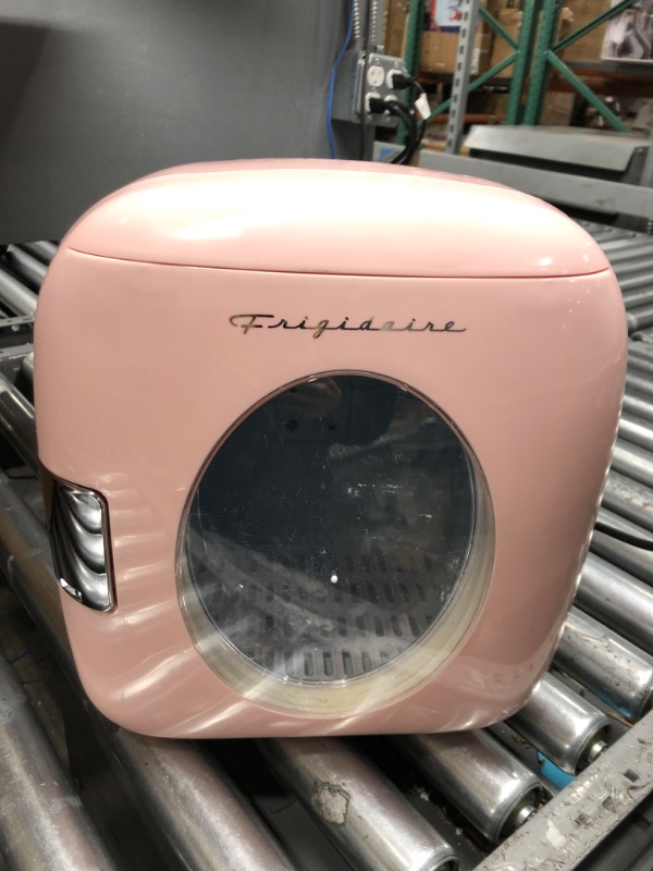 Photo 4 of *Tested* FRIGIDAIRE EFMIS462-PINK 12 Can Retro Mini Portable Personal Fridge/Cooler for Home, Office or Dorm, Pink PINK Cooler