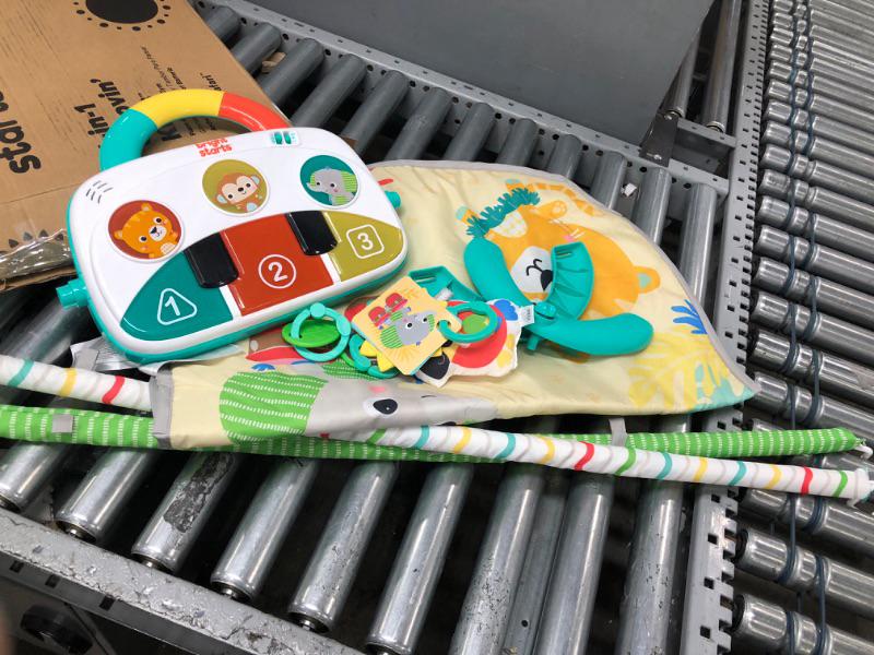 Photo 2 of Bright Starts 4-in-1 Groovin’ Kicks Piano Gym, Tummy Time Play Mat & Activity Baby Toys, Green - Tropical Safari, Newborn to Toddler Tropical Safari Kick Gym