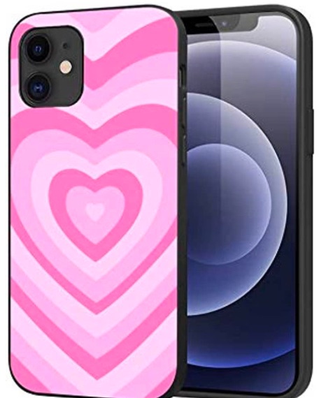 Photo 1 of LUOWAN for iPhone 12 Pro Max Love Heart Case,Silicone Shell with Cute Pink Heart Coffe Latte Pattern Design for Women Girls Teen, Shockproof Slim Fit Soft TPU Cover Protective Phone Cases_6.7 inch