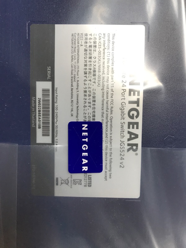 Photo 4 of NETGEAR ProSafe JGS524 24-port 10/100/1000Base-T Rackmountable gigabit Switch (Retail ) JGS524NA