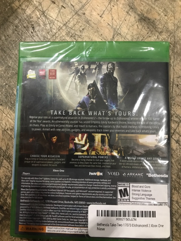 Photo 3 of *** FACTORY SEALED** Bethesda Take-Two 17073 Dishonored 2 Xbox One