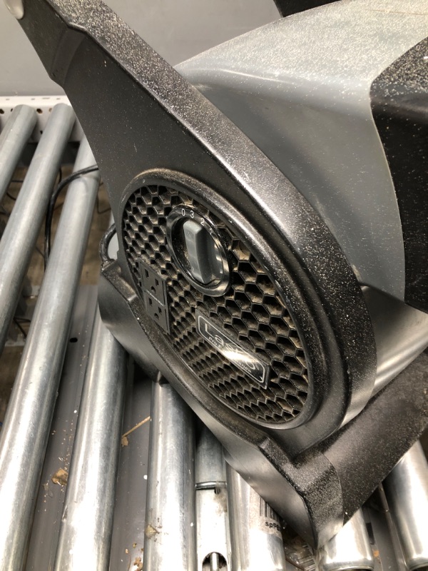 Photo 4 of ***TESTED WORKING, COSMETIC DAMAGE ONLY*** Lasko High Velocity Pro-Performance Pivoting Utility Fan for Cooling, Ventilating, Exhausting and Drying at Home, Job Site and Work Shop, Black Grey U15617