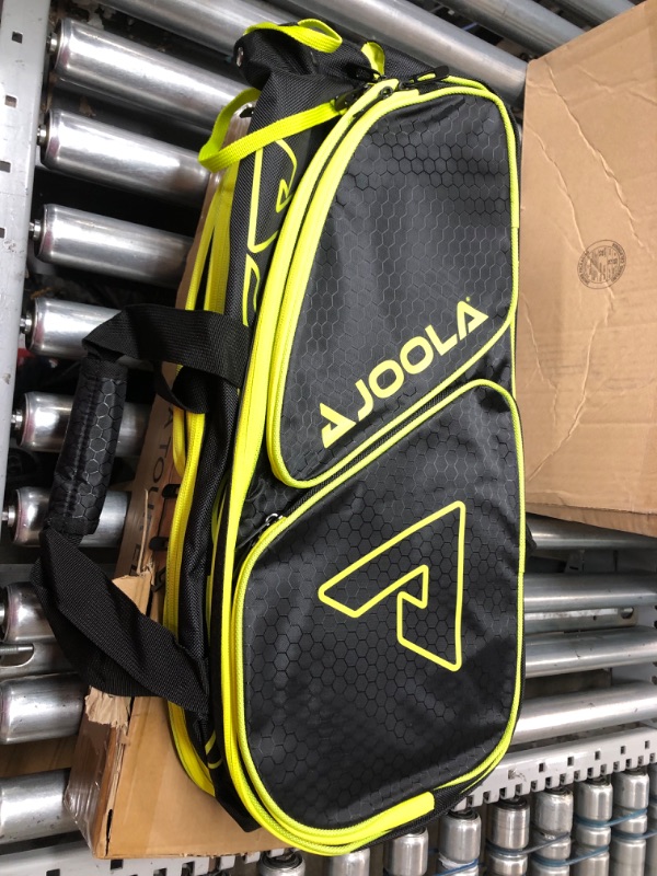 Photo 2 of JOOLA Tour Elite Pickleball Bag – Backpack & Duffle Bag for Paddles & Pickleball Accessories – Thermal Insulated Pockets Hold 4+ Paddles - With Fence One Size Black/Yellow