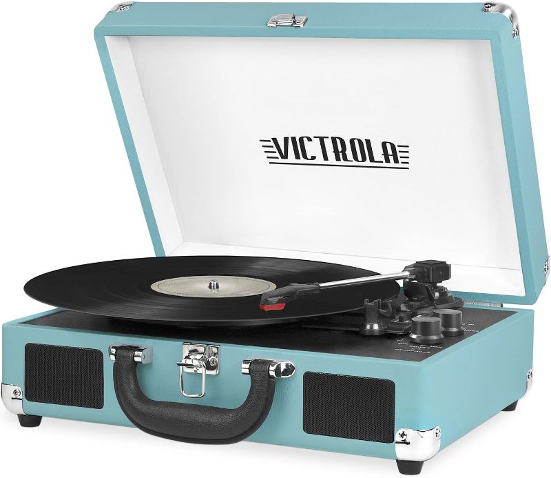 Photo 1 of Victrola Vintage 3-Speed Bluetooth Portable Suitcase Record Player Aqua 