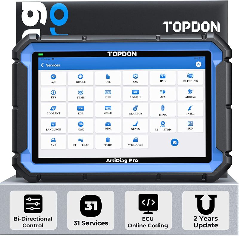 Photo 1 of TOPDON ArtiDiag Pro Car Diagnostic Tool, Bi-Directional Control & OE-Level Full Systems Diagnosis for 100+ Vehicles, Smart Scan Tool with AutoVin, 31 Maintenance Services, 2-Year Free Update.
