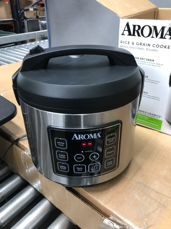 Photo 2 of Aroma Housewares 20 Cup Cooked (10 cup uncooked) Digital Rice Cooker, Slow Cooker, Food Steamer, SS Exterior (ARC-150SB),Black Basic