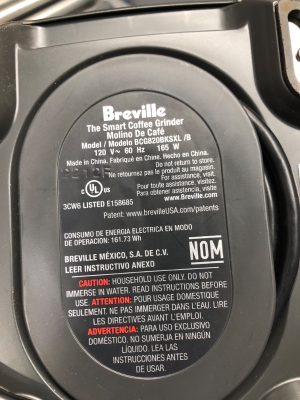 Photo 4 of ***TESTED WORKING*** Breville Smart Grinder Pro Coffee Bean Grinder, Black Sesame, BCG820BKSXL Sesame Black