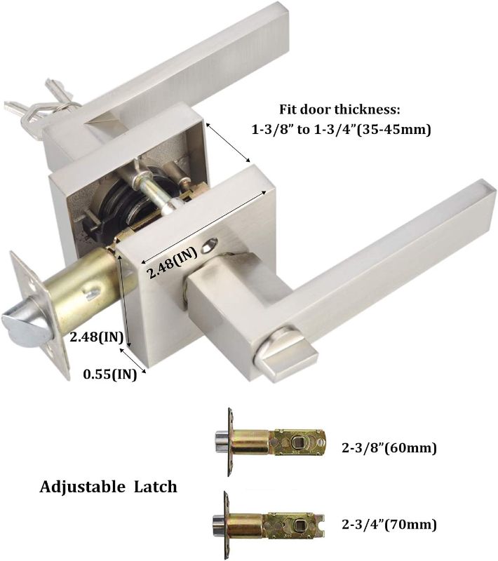 Photo 1 of NEWBANG Keyed Entry Lever Lock for Exterior Door and Front Door Heavy Duty Lever Door Lock Handle Satin Nickel Finish 1 Pack KEYED ENTRY Brushed Nickel